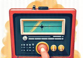 Ilustração de um rádio sendo sintonizado